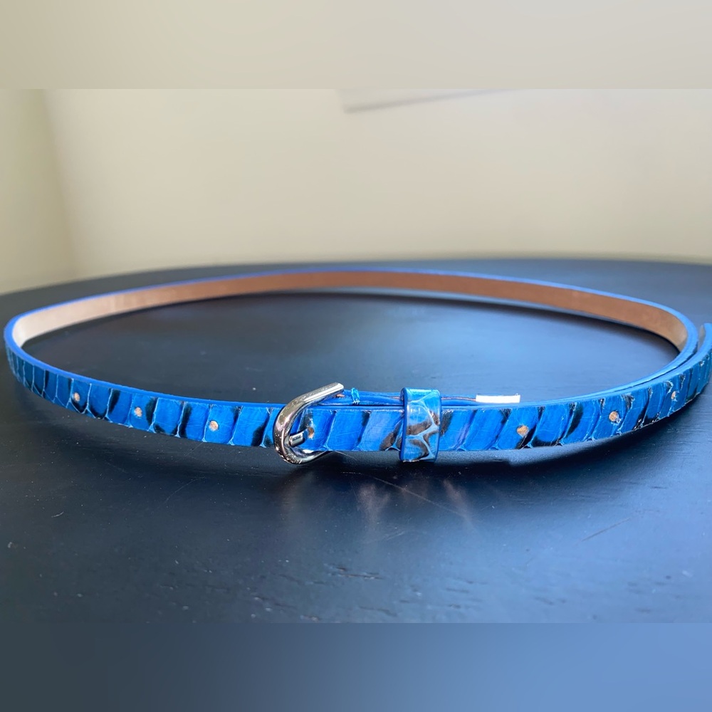 blue snakeskin leather belt